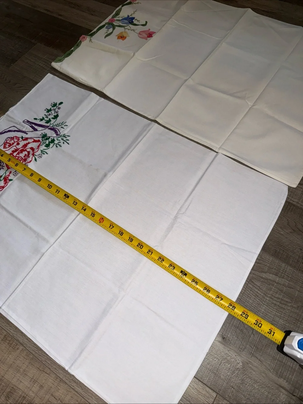 Embroidered Floral pillow cases- White with Multicolor Flowers